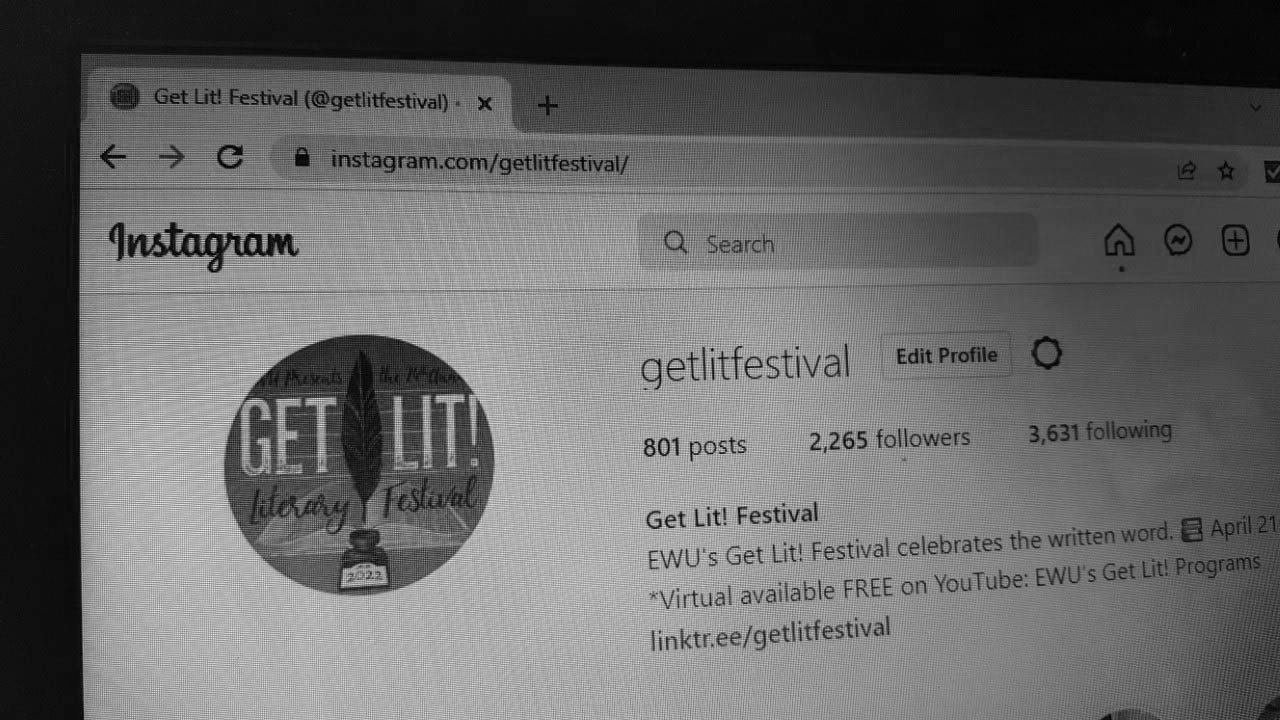 black and white picture of a computer screen on the Instagram home page